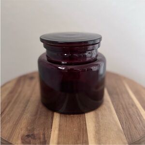West Elm Amber Glass Apothecary Lidded Canister Large Good Condition